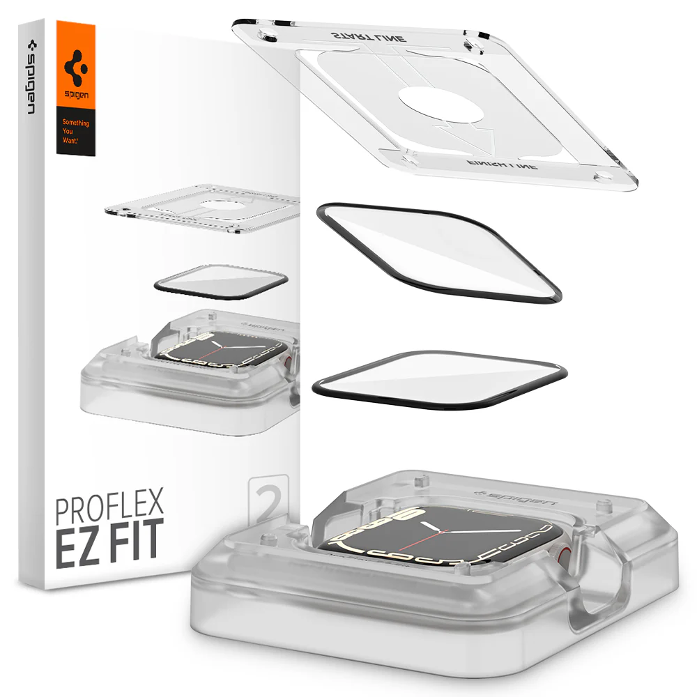 Spigen Apple Watch 45mm ProFlex EZ Fit Screen Protector (Black)