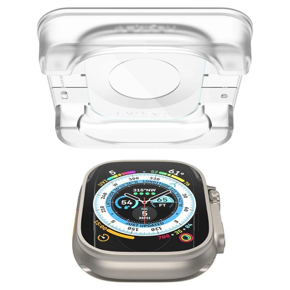 Spigen Apple Watch 49mm EZ Fit GLAS.tR Slim Glass Screen Protector 2PCS (Clear) - Image 5