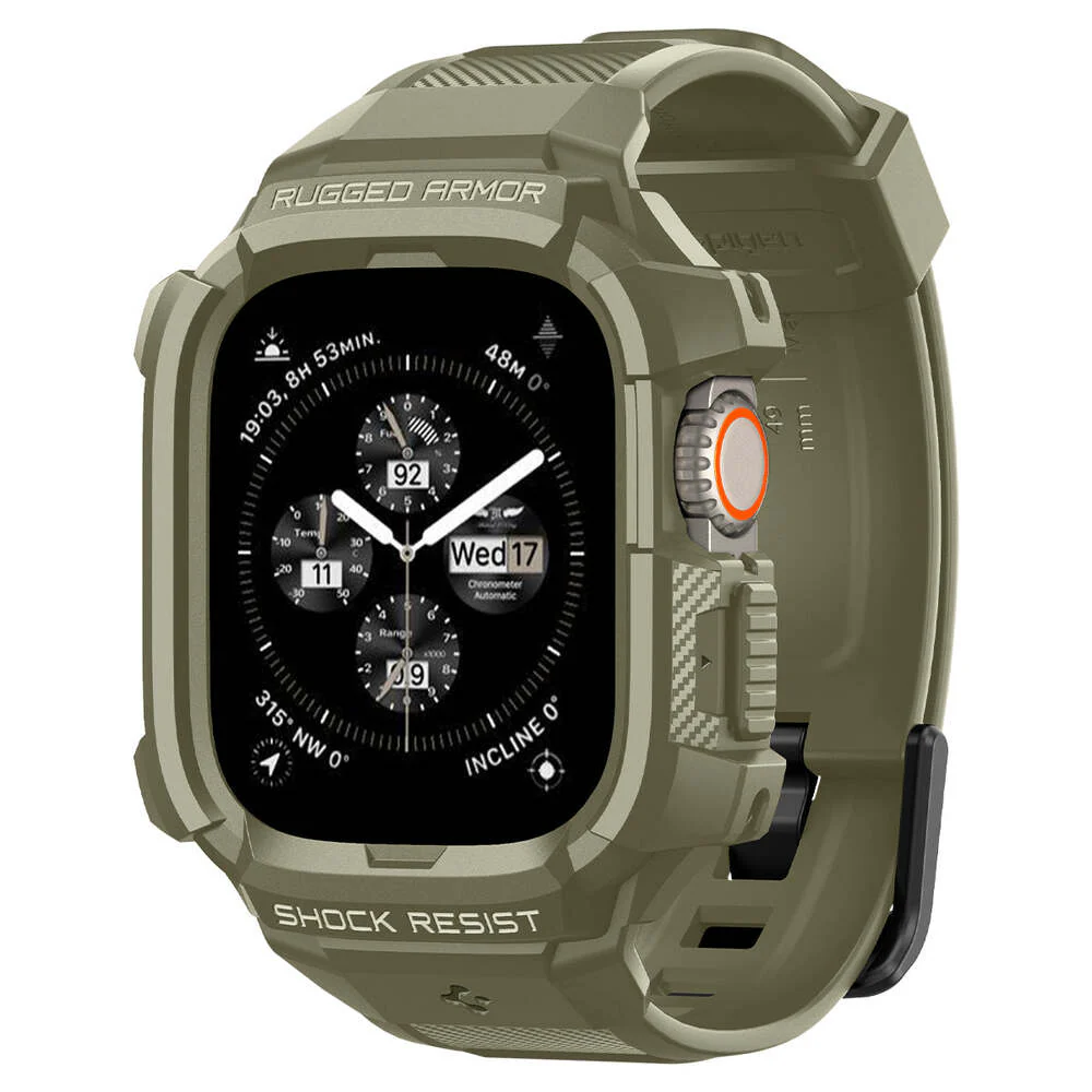 Spigen Apple Watch 49mm Rugged Armor Pro Case (Khaki)