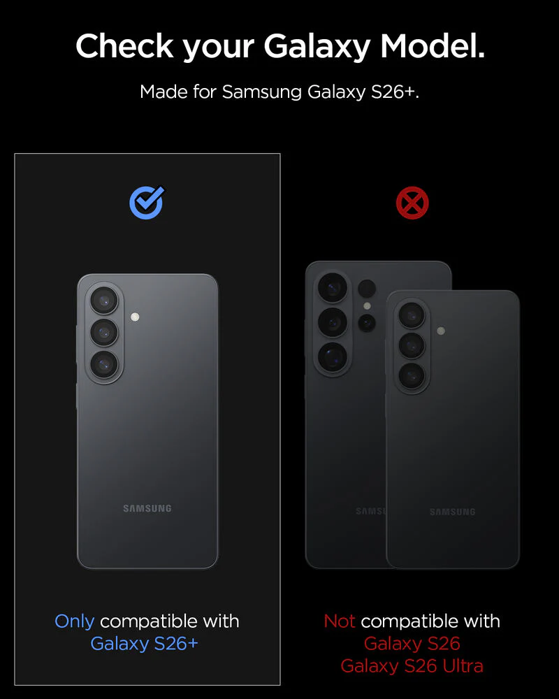 Spigen Galaxy S26 Plus GLAS.tR EZ Fit Optik Pro 2PCS Lens Protector (Black) - Image 2