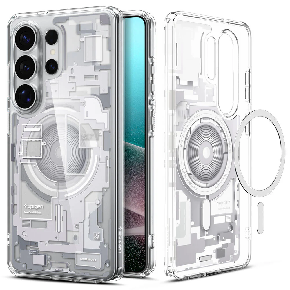 Spigen Galaxy S26 Ultra Ultra Hybrid (MagFit) Case (Zero One White) - Image 4