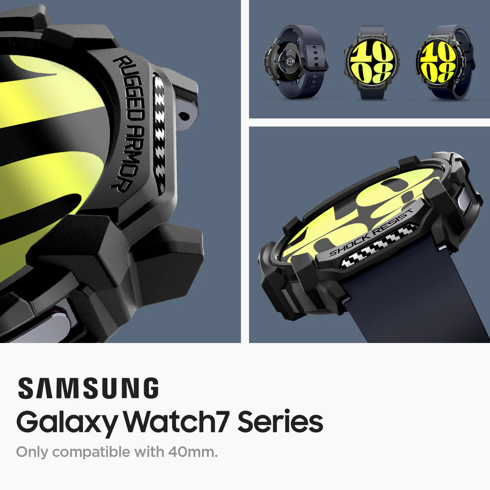 Spigen Galaxy Watch 7 44mm Rugged Armor Case (Black) - Image 2