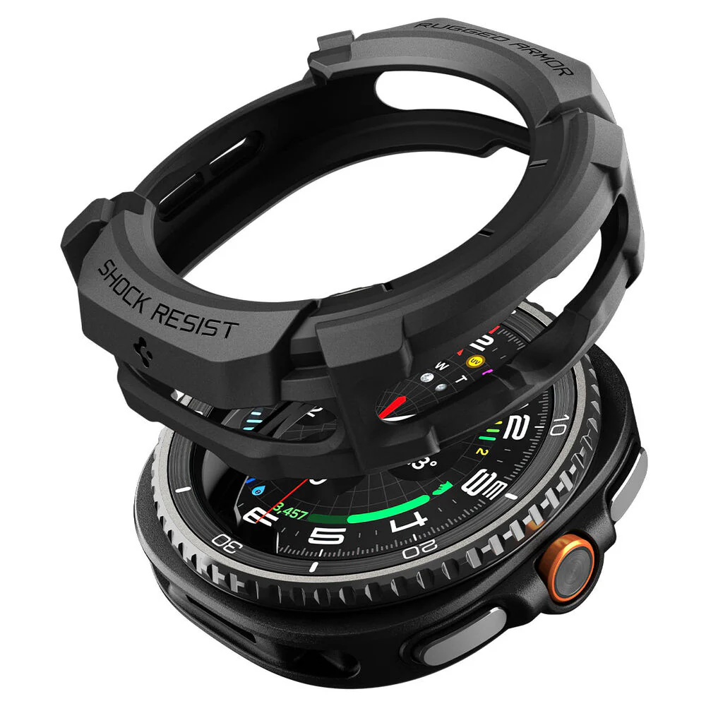Spigen Galaxy Watch 8 Classic 46mm Rugged Armor Case (Black) - Image 5