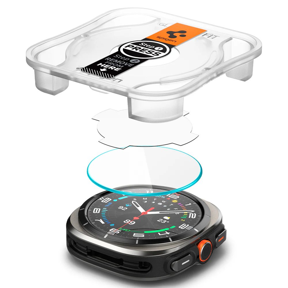 Spigen Galaxy Watch Ultra 47mm EZ Fit GLAS.tR Slim Glass Screen Protector 2PCS (Clear) - Image 5
