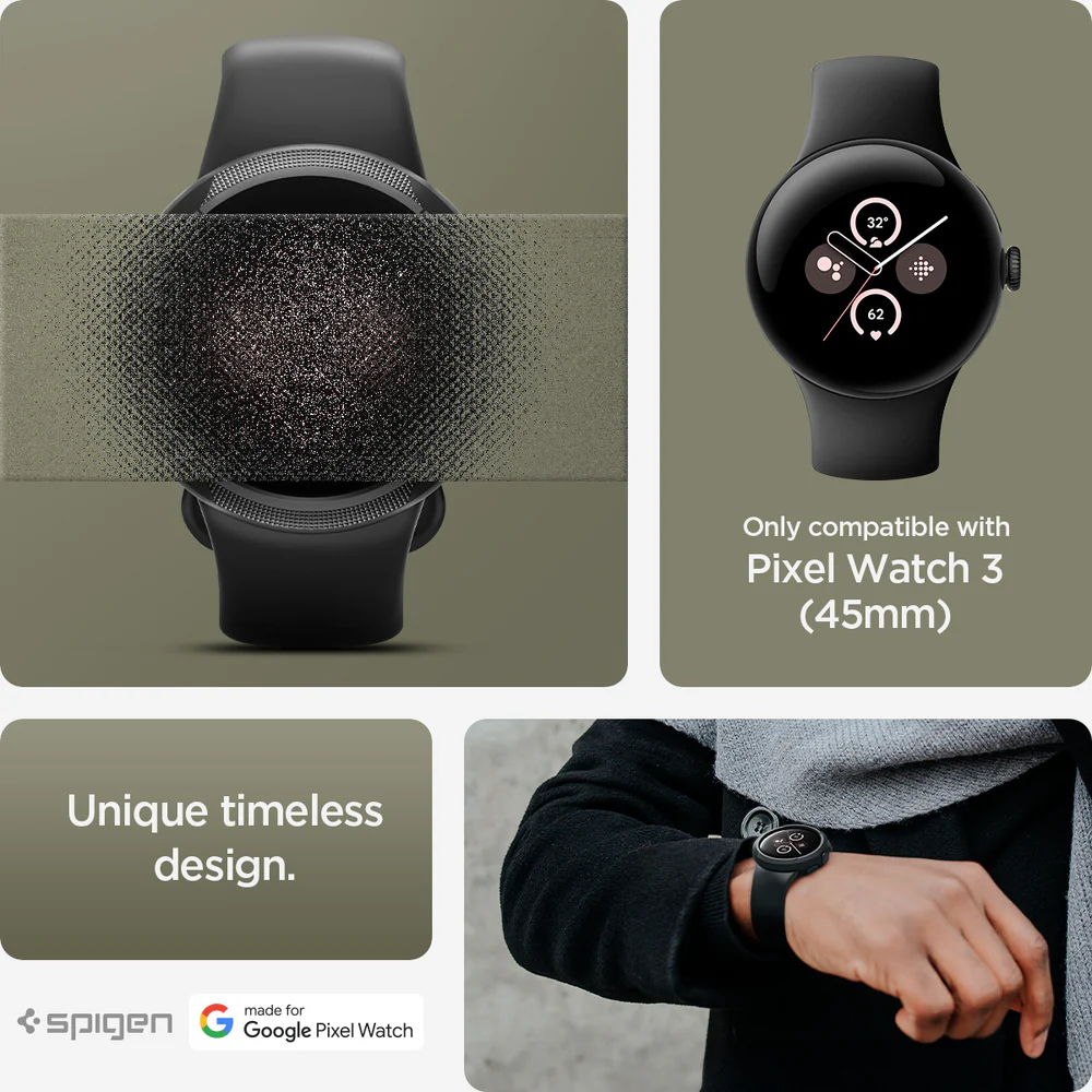 Spigen Google Pixel Watch 3 45mm Liquid Air Case - Black - Image 2