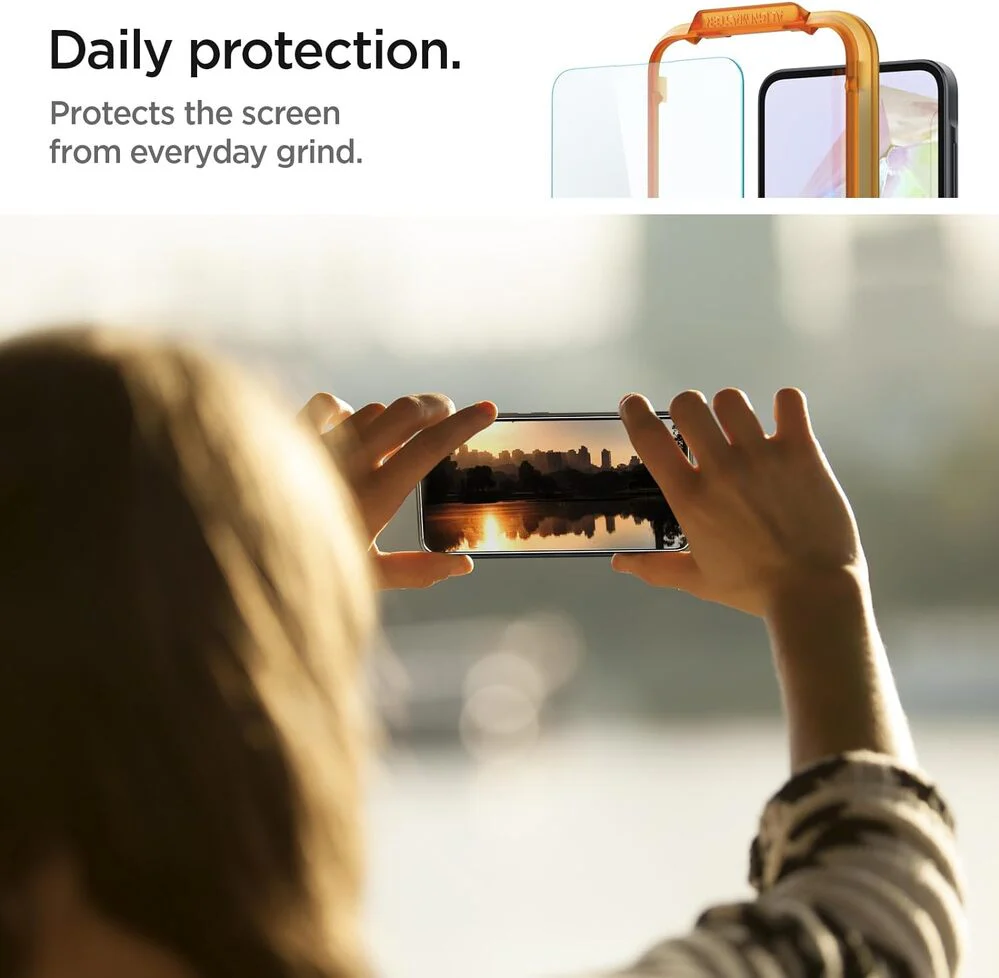 Spigen Samsung Galaxy A35 5G AlignMaster GLAS.tR Slim 2PCS Glass Screen Protector - Clear - Image 6
