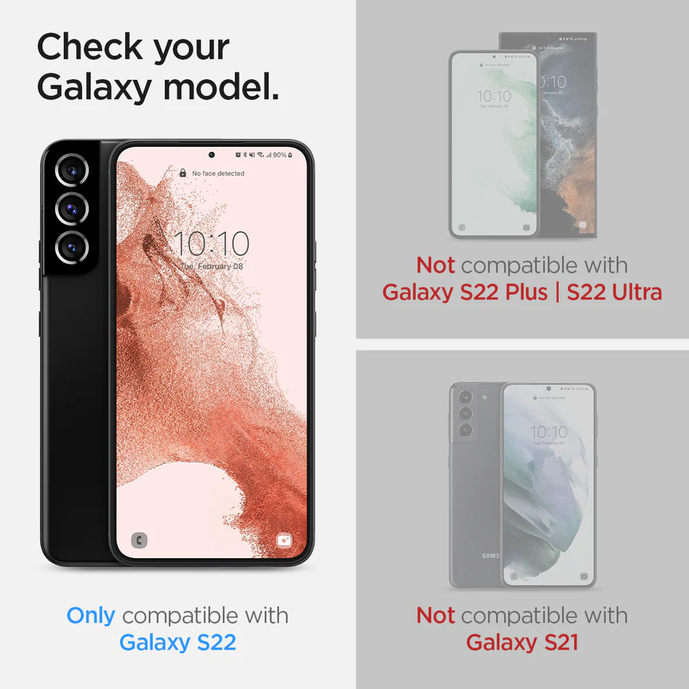 Spigen Samsung Galaxy S22 EZ Fit GLAS.tR Slim Glass Screen Protector - Clear - Image 2