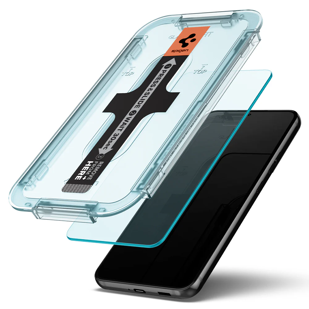 Spigen Samsung Galaxy S22 EZ Fit GLAS.tR Slim Glass Screen Protector - Clear - Image 4