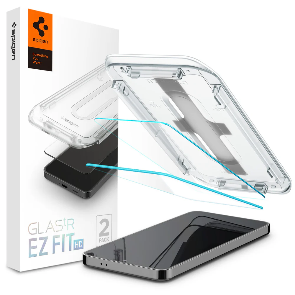 Spigen Samsung Galaxy S24 EZ Fit GLAS.tR Slim HD 2PCS Glass Screen Protector - Clear - Image 3