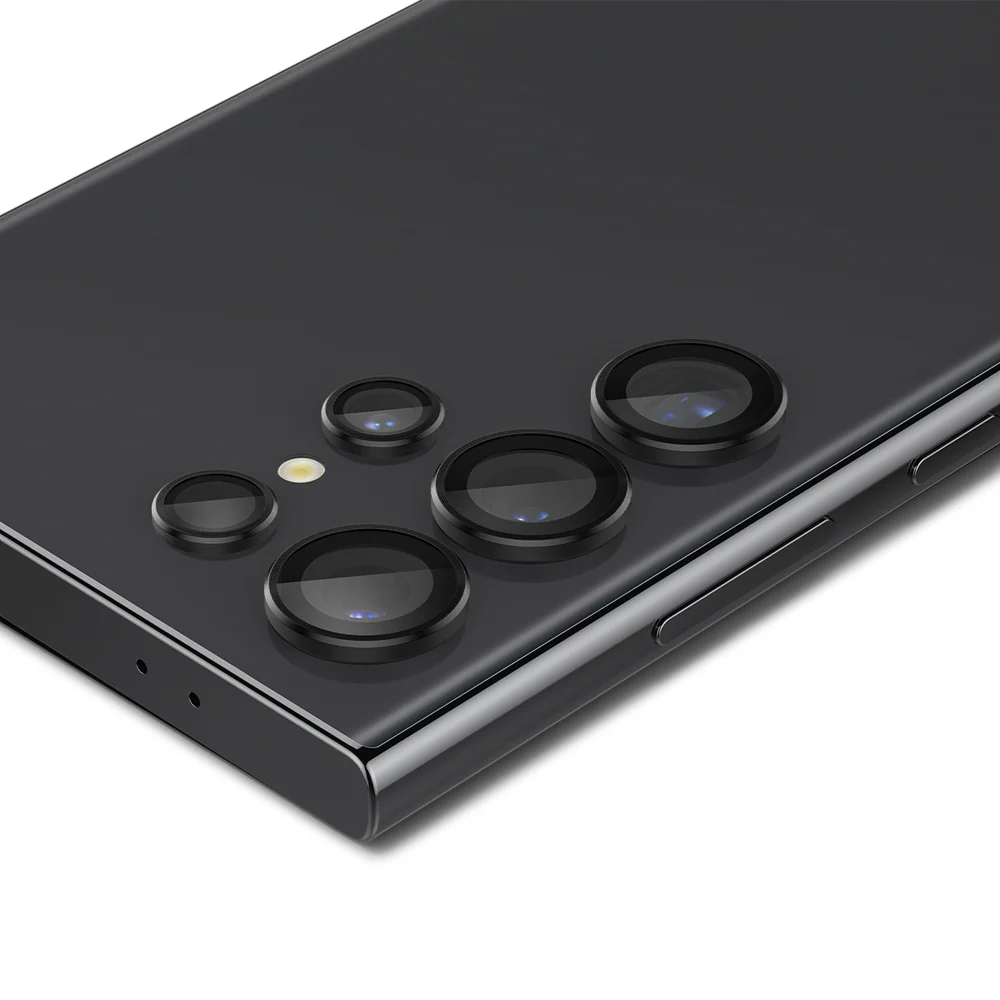 Spigen Samsung Galaxy S24 Ultra EZ Fit GLAS.tR Optik Pro 2PCS Camera Lens Protector - Black - Image 4