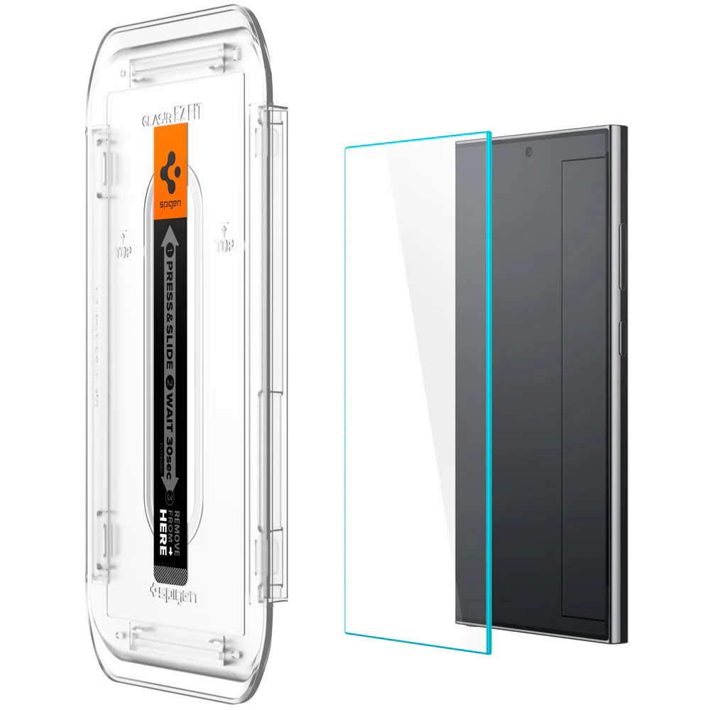 Spigen Samsung Galaxy S24 Ultra EZ Fit GLAS.tR Slim HD 2PCS Glass Screen Protector - Clear - Image 5