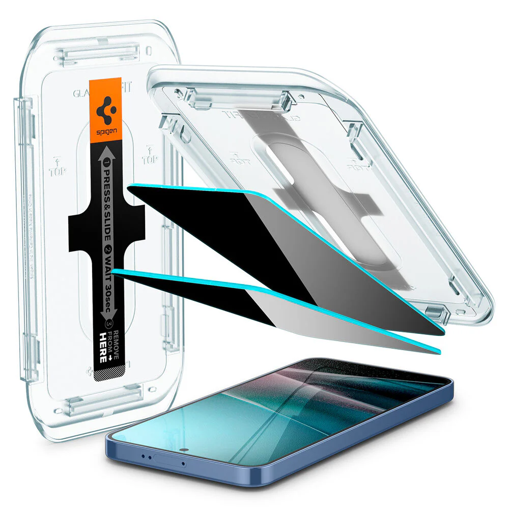 Spigen Samsung Galaxy S25 GLAS.tR EZ Fit HD Privacy 2PCS Screen Protector - Black - Image 2