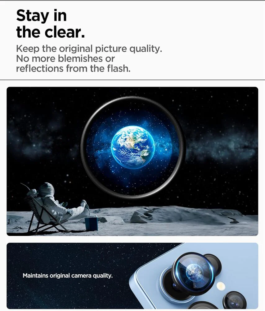 Spigen Samsung Galaxy S25 Ultra EZ Fit GLAS.tR Optik Pro HD 2PCS Camera Lens Protector - Black - Image 6