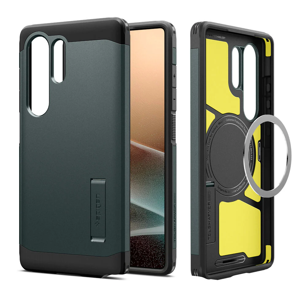 Spigen Samsung Galaxy S25 Ultra Tough Armor MagFit Case (Abyss Green) - Image 3