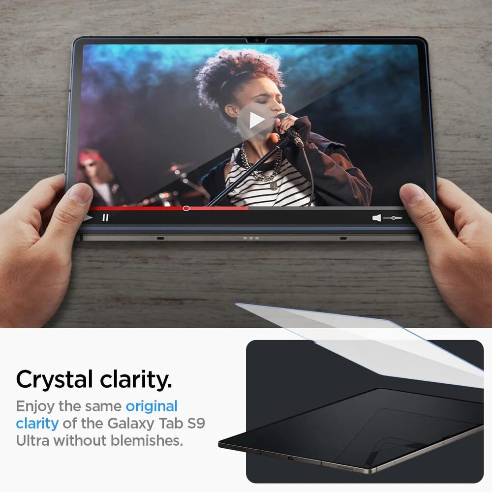 Spigen Samsung Galaxy Tab S9 Ultra 14.6 EZ Fit GLAS.tR Slim 1PC Glass Screen Protector - Clear - Image 3