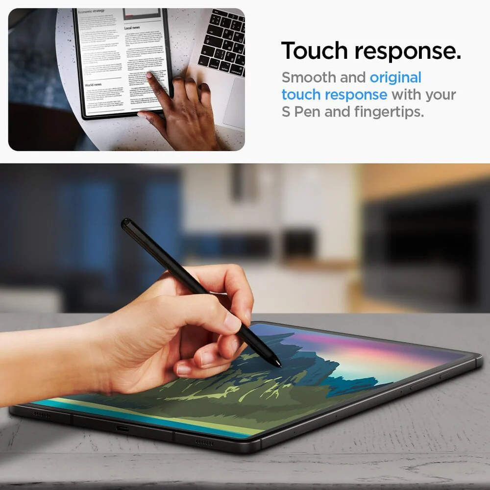 Spigen Samsung Galaxy Tab S9 Ultra 14.6 EZ Fit GLAS.tR Slim 1PC Glass Screen Protector - Clear - Image 4