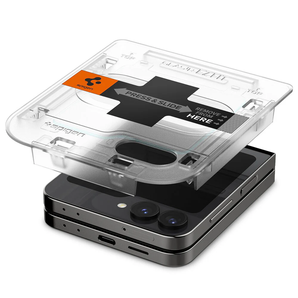 Spigen Samsung Galaxy Z Flip 6 EZ Fit GLAS.tR Slim 2PCS Glass Screen Protector - Clear - Image 5