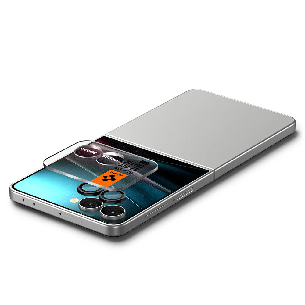 Spigen Samsung Galaxy Z Flip 7 GLAS.tR EZ Fit Optik Pro HD 2PCS Glass Screen Protector - Black - Image 5
