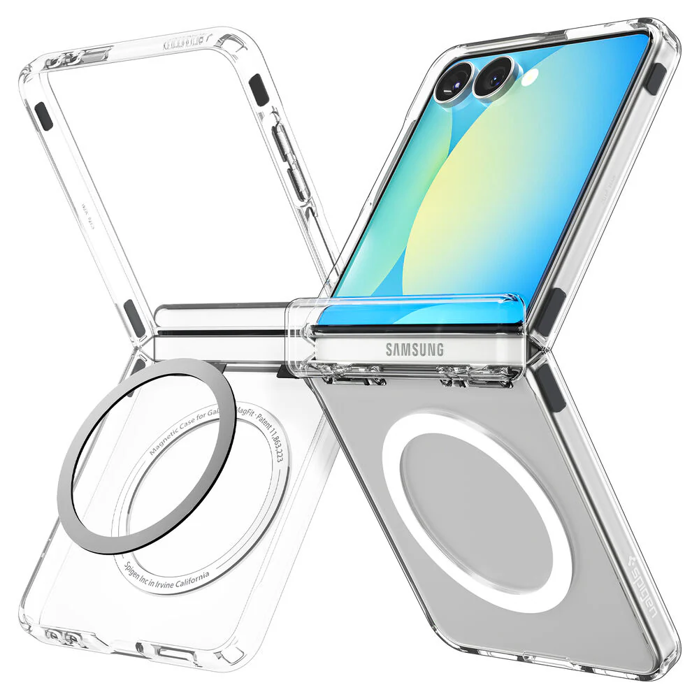Spigen Samsung Galaxy Z Flip 7 Ultra Hybrid Pro (MagFit) Case - Clear Case / White Ring - Image 2