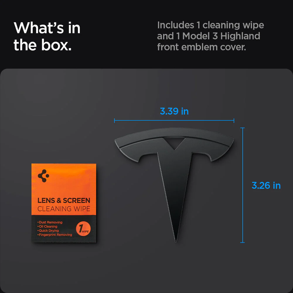 SPIGEN Tesla Model 3 Highland (2024-2026) TO321H Front Emblem Logo Cover (Carbon) - Image 8