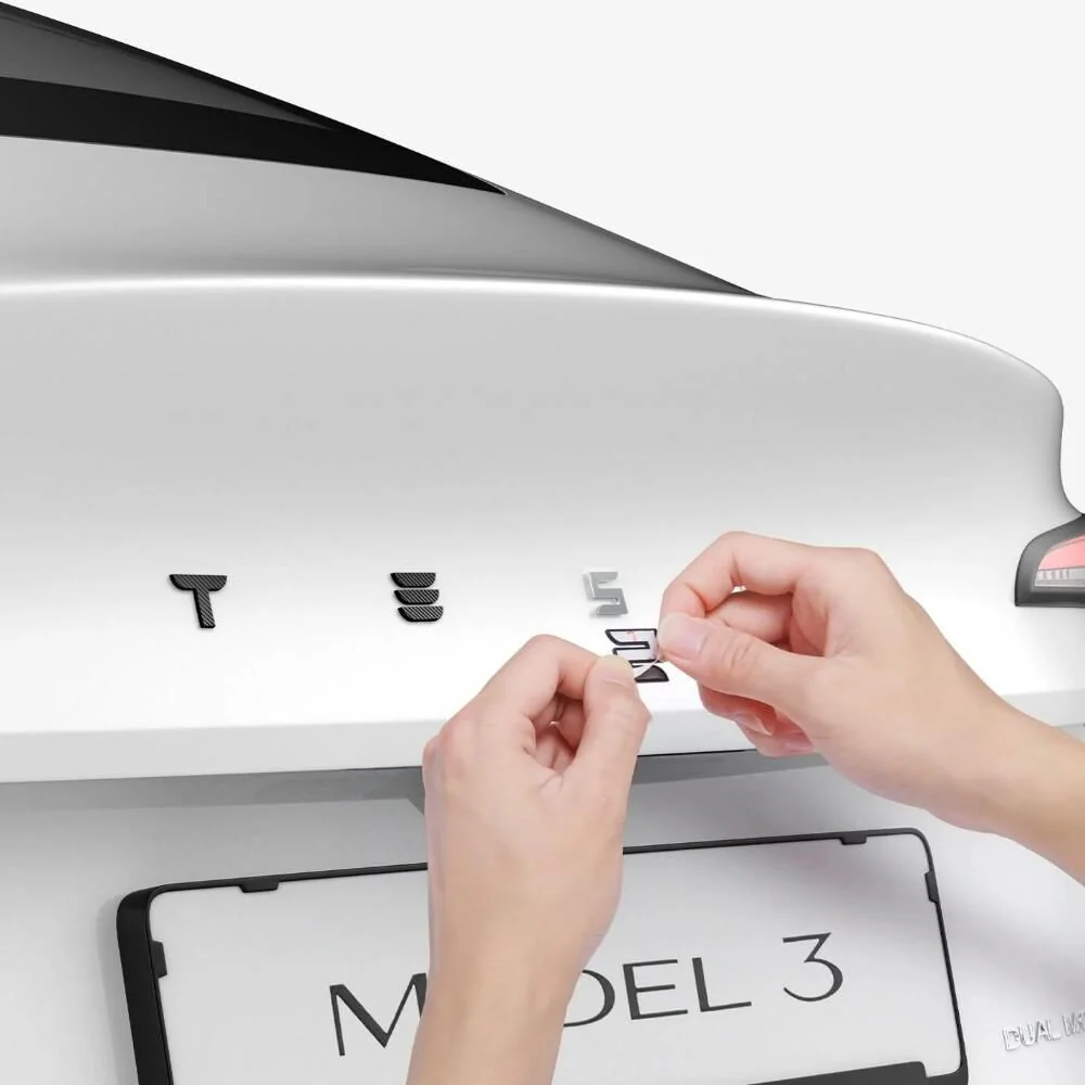 SPIGEN Tesla Model 3 Highland (2024-2026) TO322H Rear Emblem Logo Cover (Carbon) - Image 3
