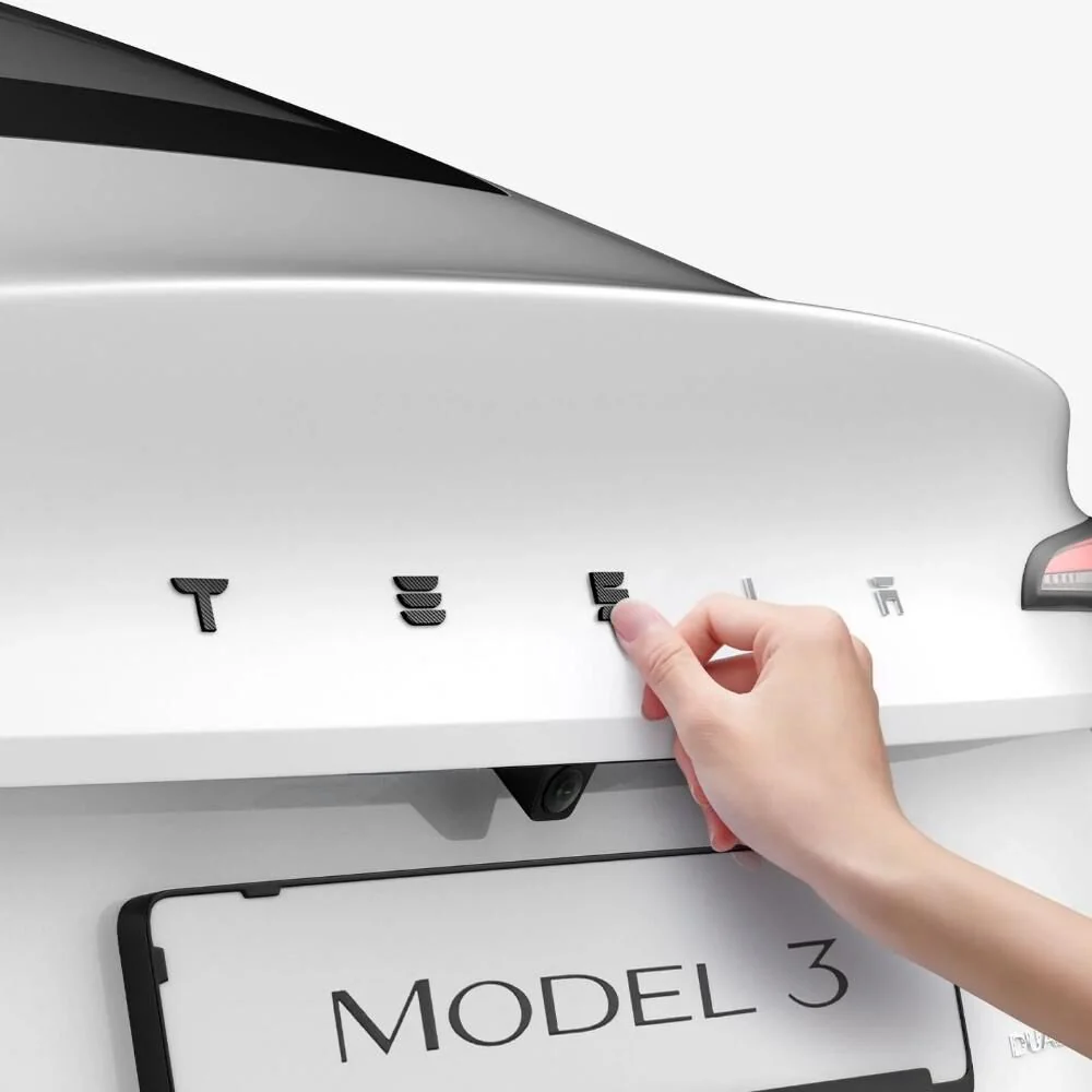 SPIGEN Tesla Model 3 Highland (2024-2026) TO322H Rear Emblem Logo Cover (Carbon) - Image 4