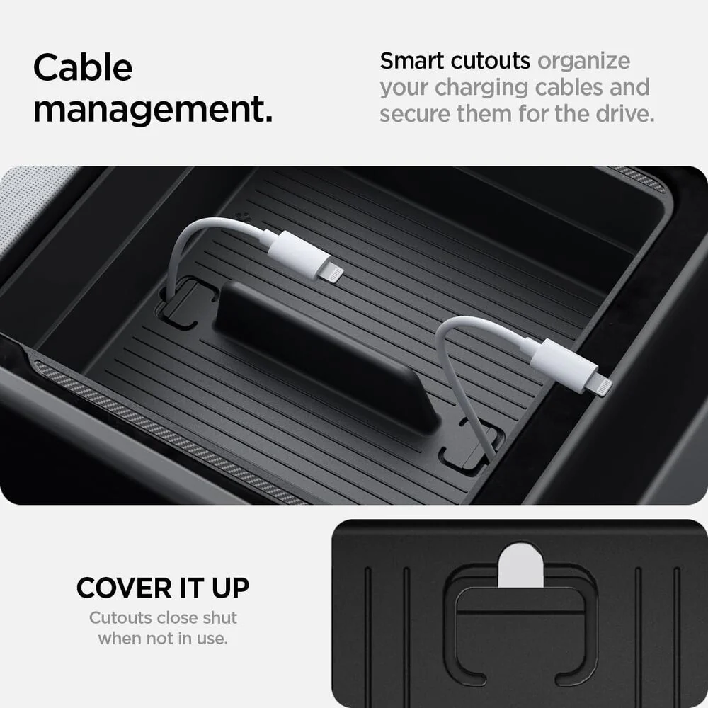 SPIGEN Tesla Model Y Juniper (2025-2026) Y L TO224H Armrest Console Tray (Carbon Edition) - Image 7