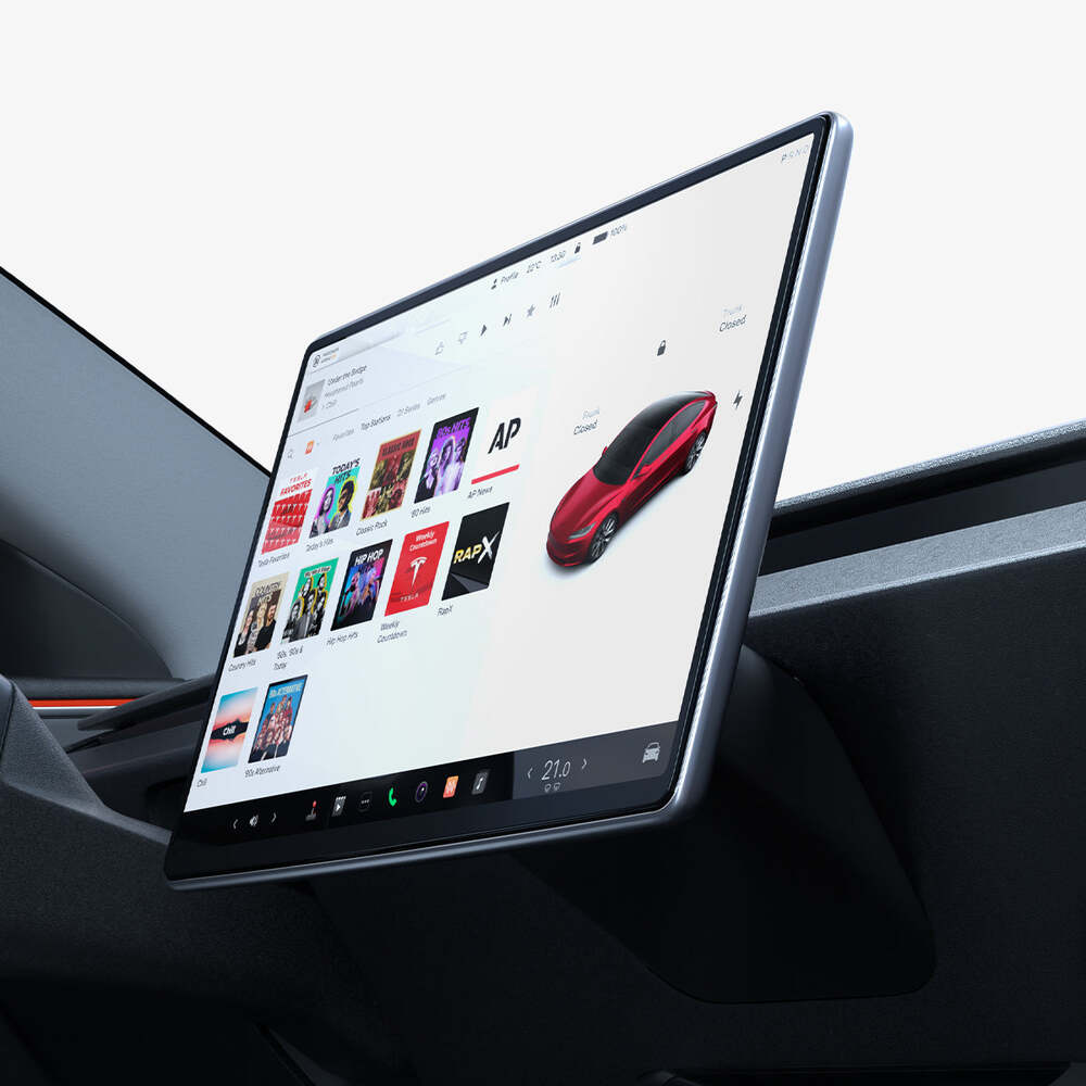 SPIGEN Tesla Model Y Juniper 2025 GLAS.tR EZ Fit Anti-Glare Glass Screen Protector 15.4" (Clear) - Image 9