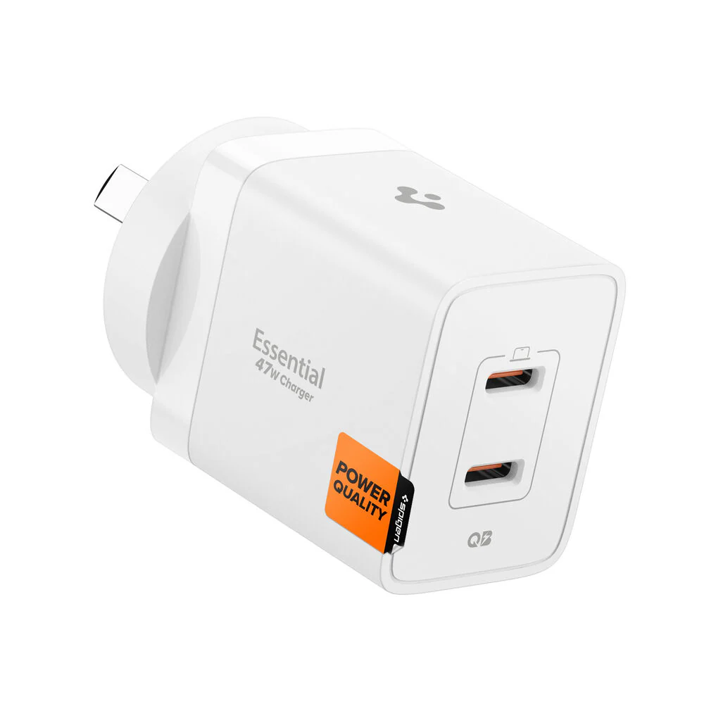 Spigen Universal Power Accessories Essential USB-C 47W EE472OC 2 Ports Wall Charger USB Charger - White