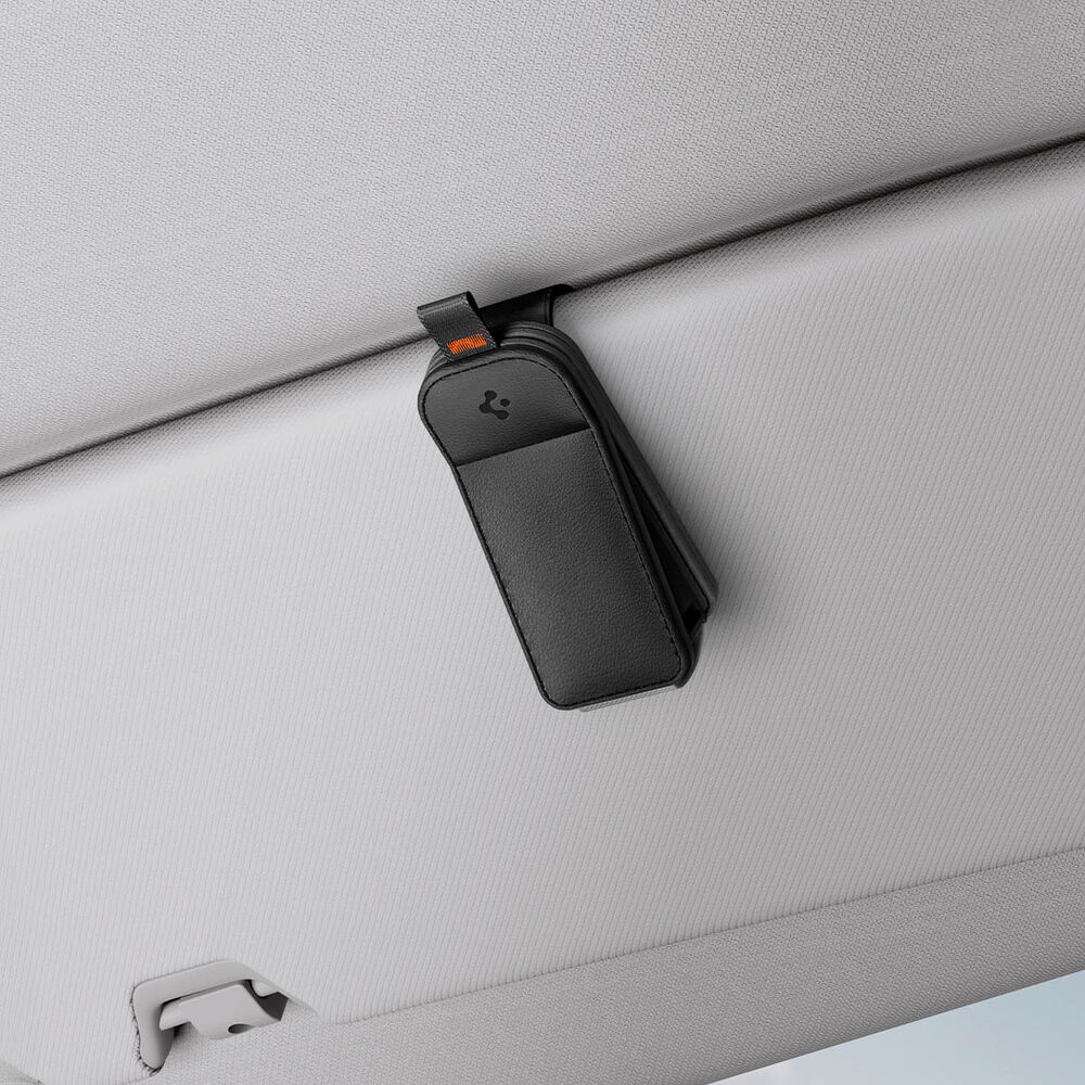 Spigen Universal Visor Leather Sunglasses Holder SH101 Automotive Accessories (Black) - Image 4