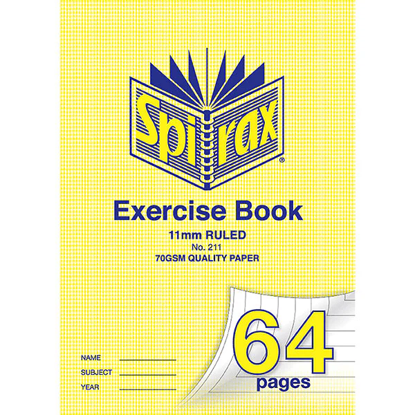 Spirax 211 Exercise Book Ruled Lines 11mm 70GSM 64 Page A4 20 Pack - Image 2