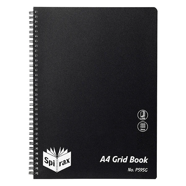 Spirax 5 Pack P595G Grid Book 5mm Grid 200 Pages A4 Black - Image 2