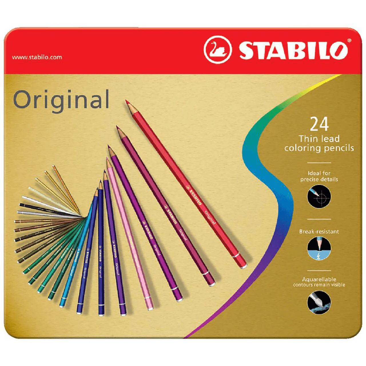 Stabilo Original Colour Pencils Tin 24 - Image 3