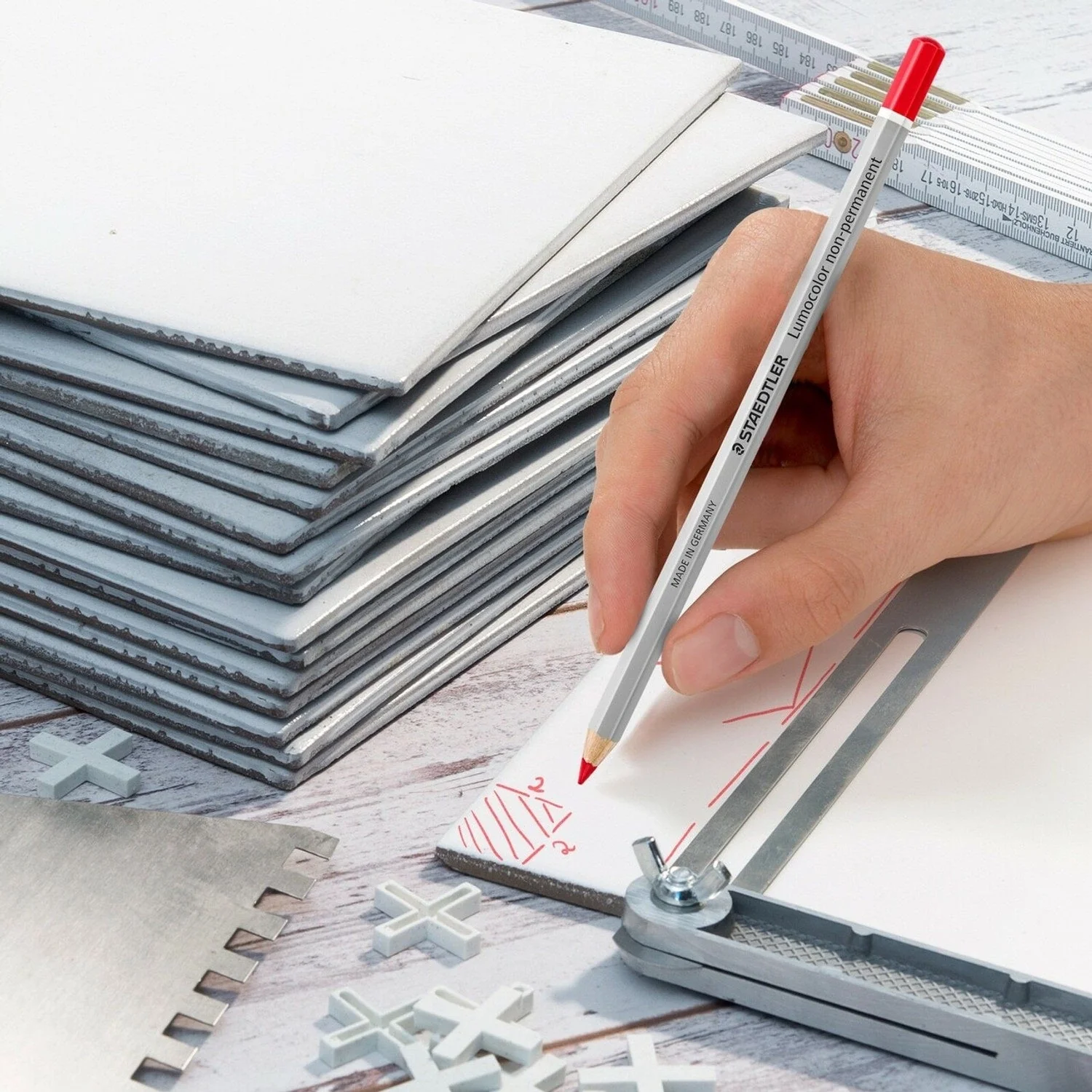 Staedtler 108 Lumocolor Non-Permanent Omnichrom Pencils White Box 12 - Image 3