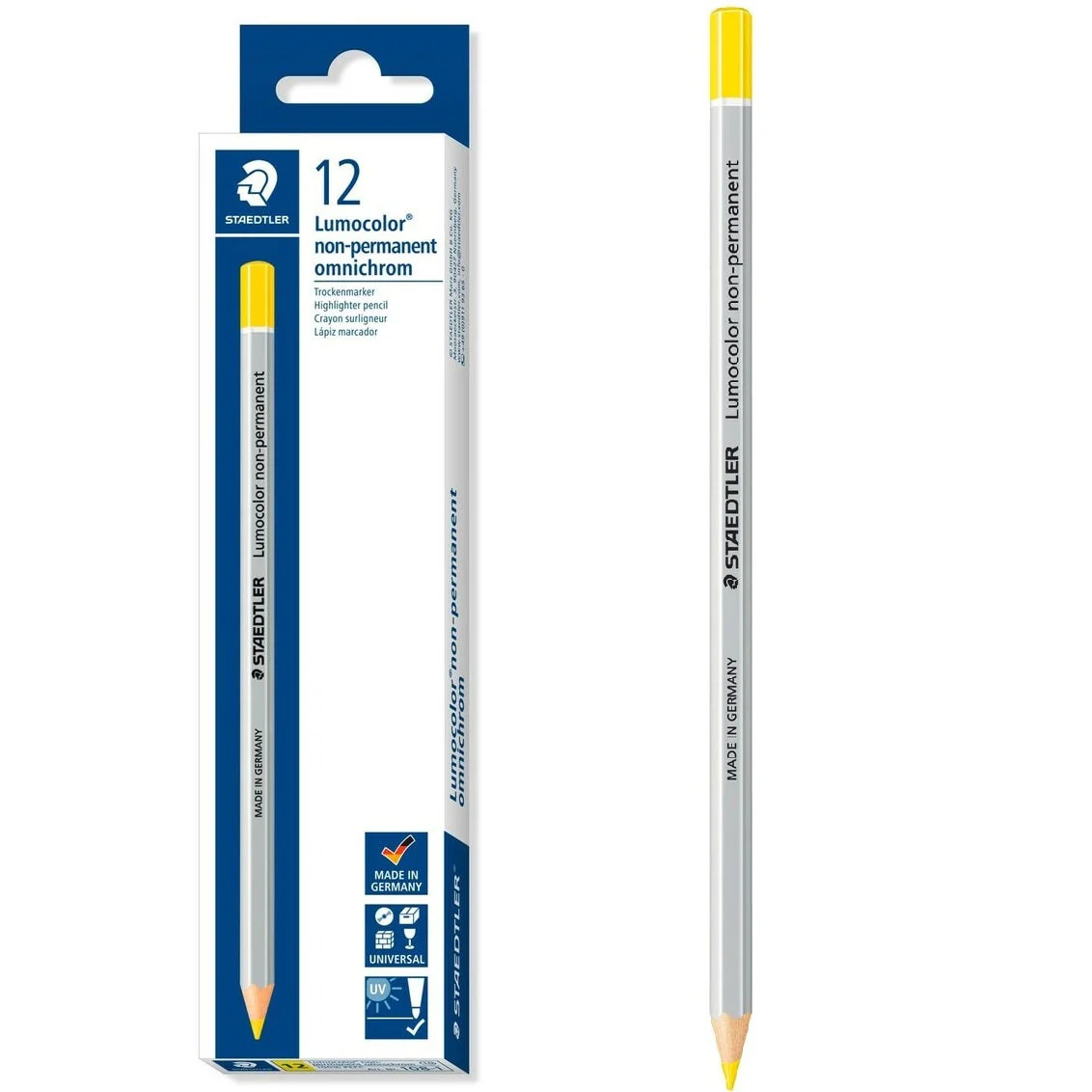 Staedtler 108 Lumocolor Non-Permanent Omnichrom Pencils Yellow Box 12