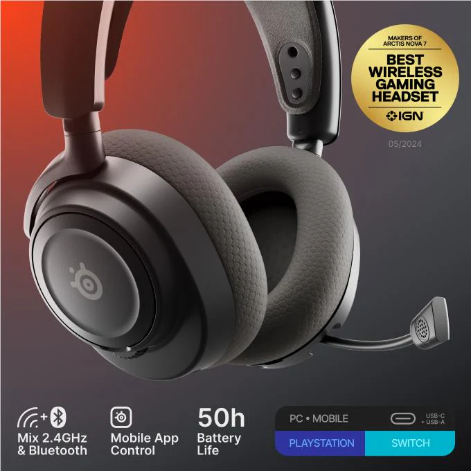 SteelSeries Arctis Nova 7 Gen 2 Wireless Gaming Headset (Black) - Image 2