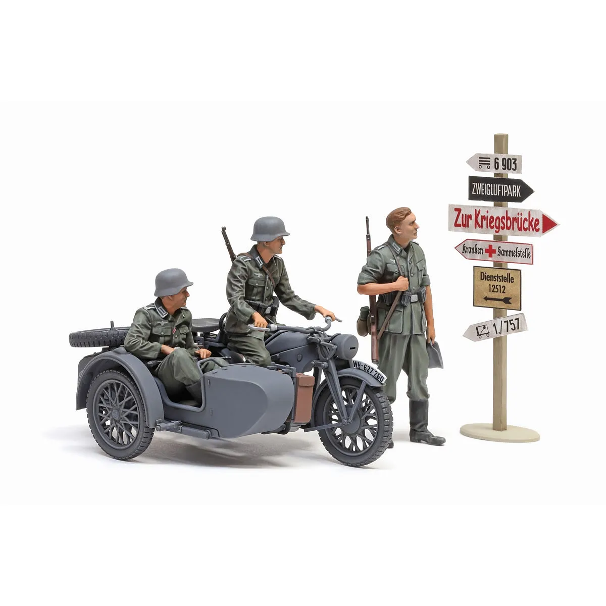 Tamiya 1/35 German KS600 Motorcycle with Sidecar Scaled Plastic Model Kit - Image 2