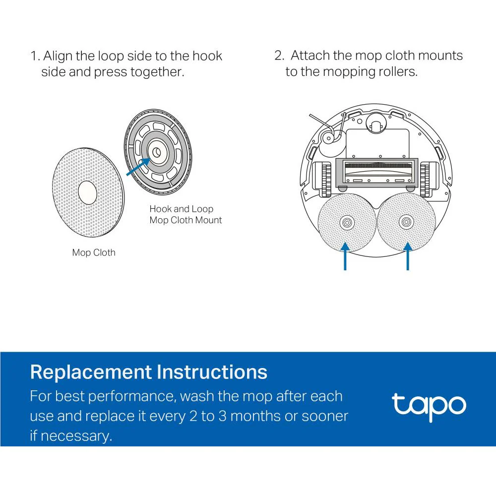 Tapo Robot Vacuum Washable Mop Cloth (6 Pcs) [Suits RV50 Series] - Image 2