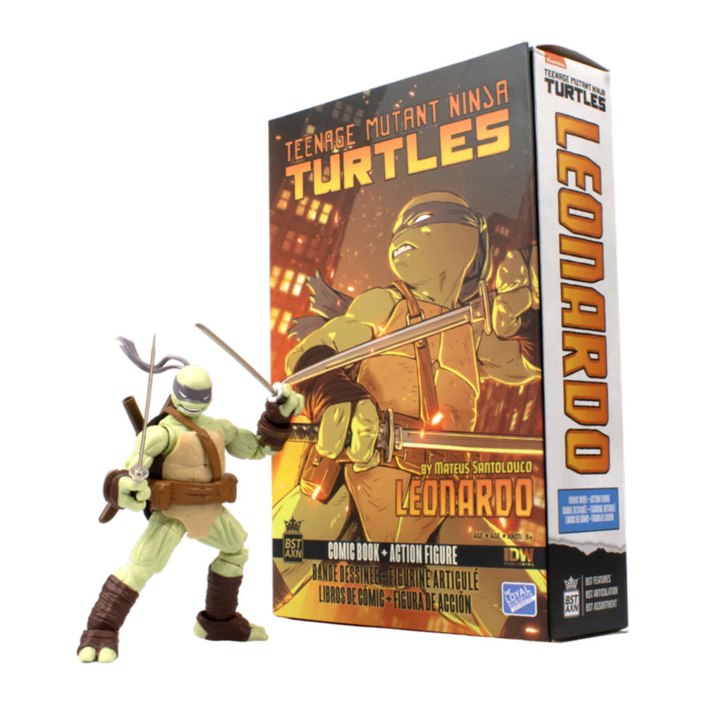 Teenage Mutant Ninja Turtles Leonardo Bst Axn Figure & Comic Book Wave 2 5"