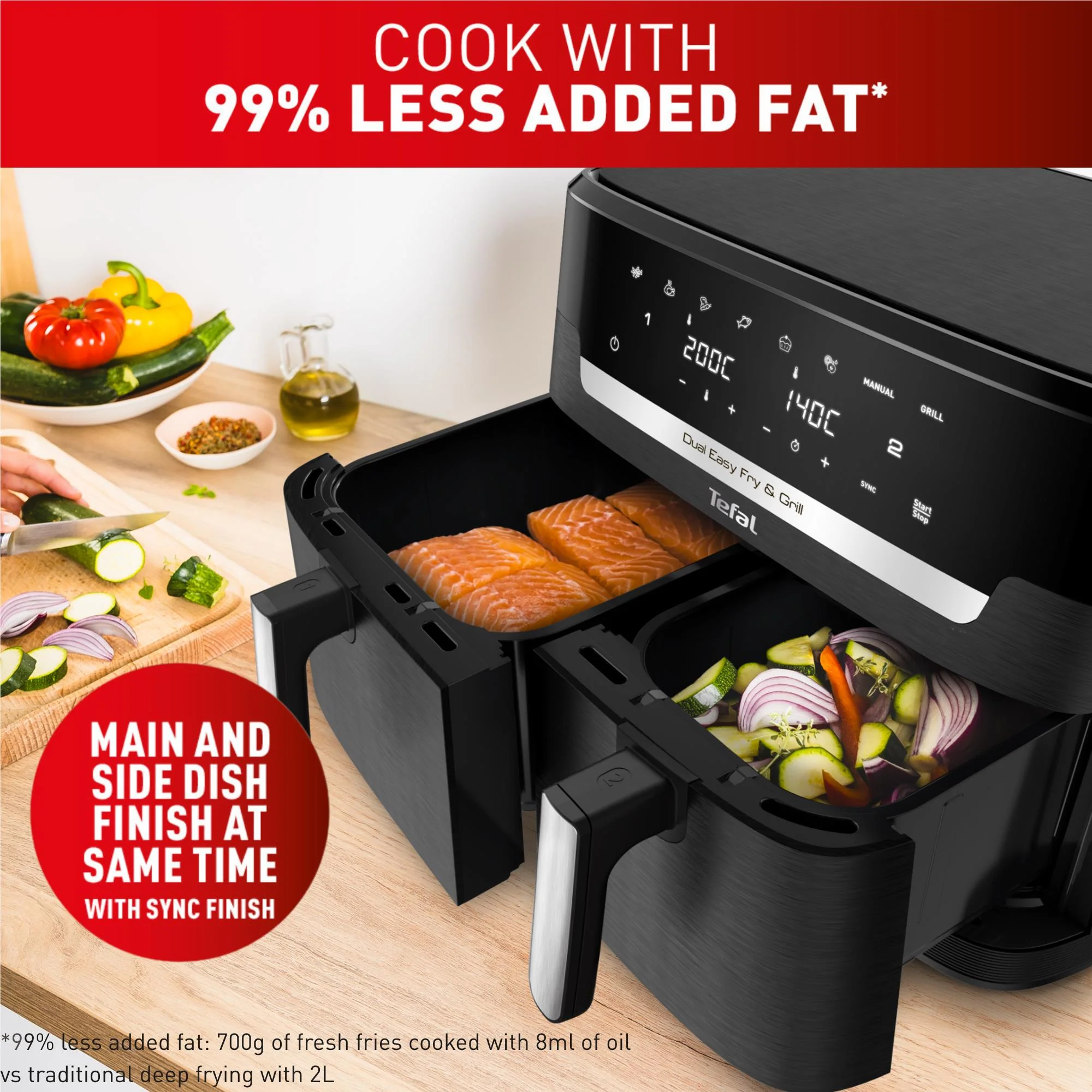 Tefal EY9458 Dual Easy Fry & Grill 11L Air Fryer - Image 7