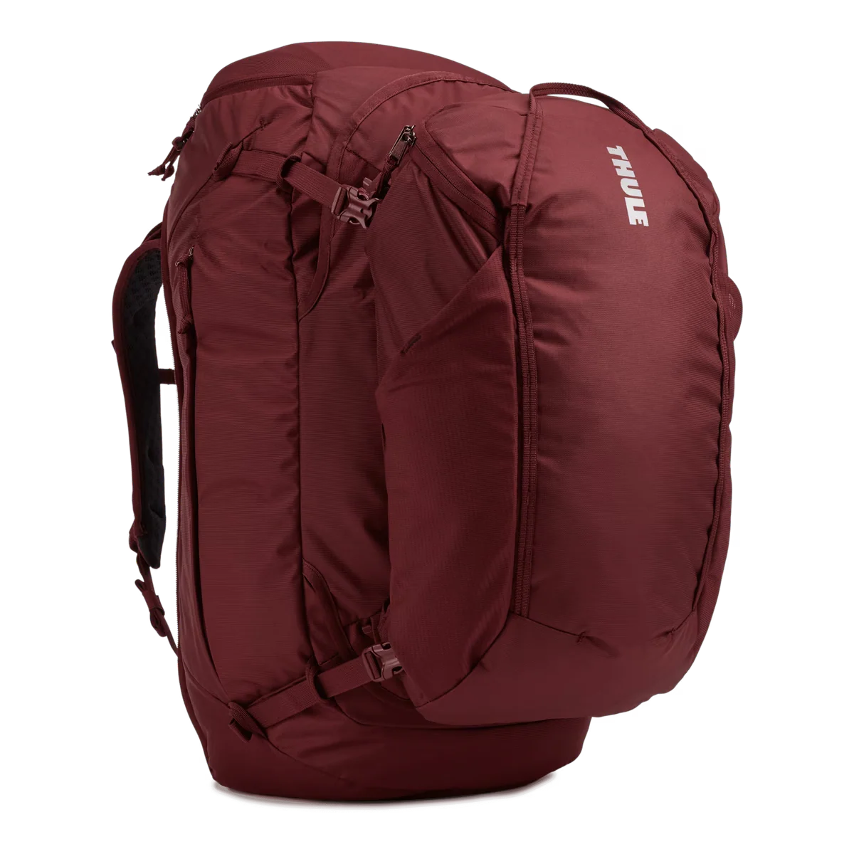 Thule 60L Womens 2-in-1 Landmark Adventure Travel Backpack Bag in Dark Bordeaux Red - Image 2