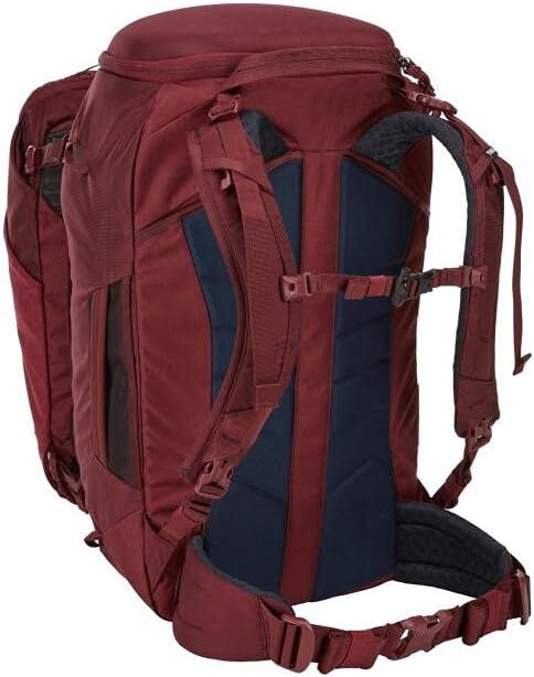 Thule 60L Womens 2-in-1 Landmark Adventure Travel Backpack Bag in Dark Bordeaux Red - Image 4
