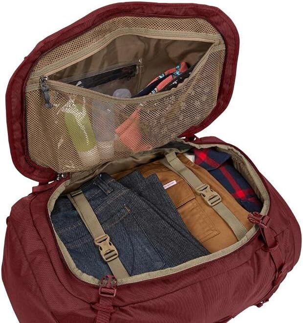Thule 60L Womens 2-in-1 Landmark Adventure Travel Backpack Bag in Dark Bordeaux Red - Image 9