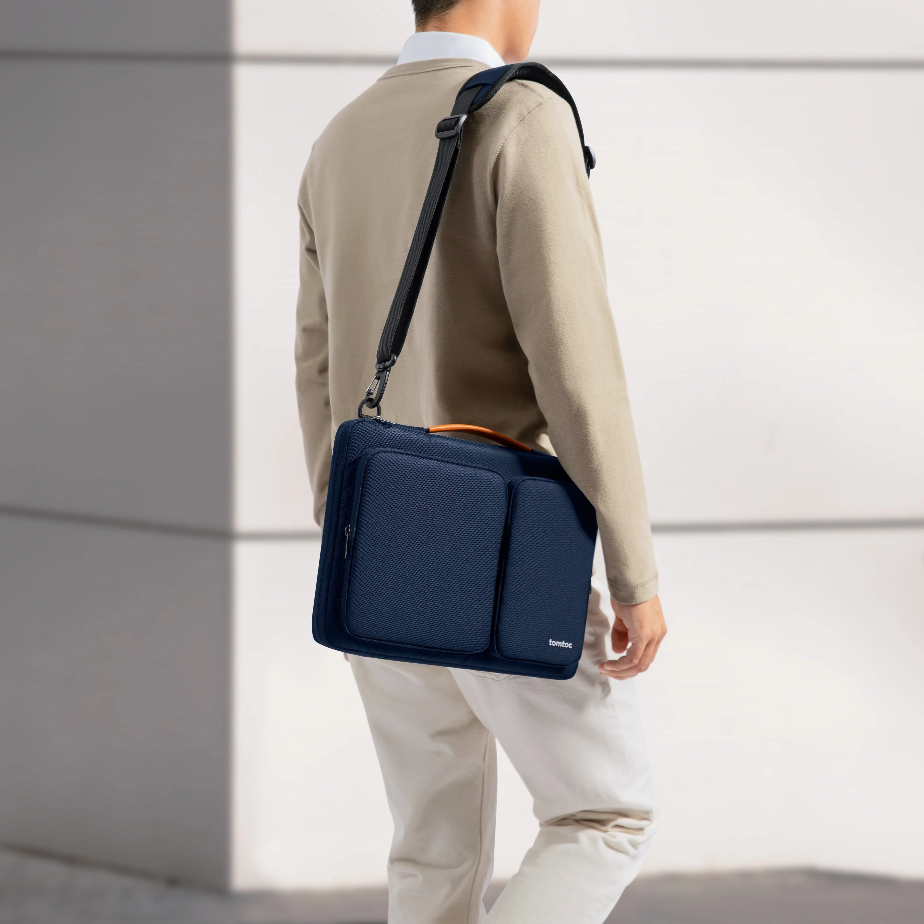 tomtoc Defender-A42 16" Laptop Shoulder Bag (Navy Blue) - Image 5