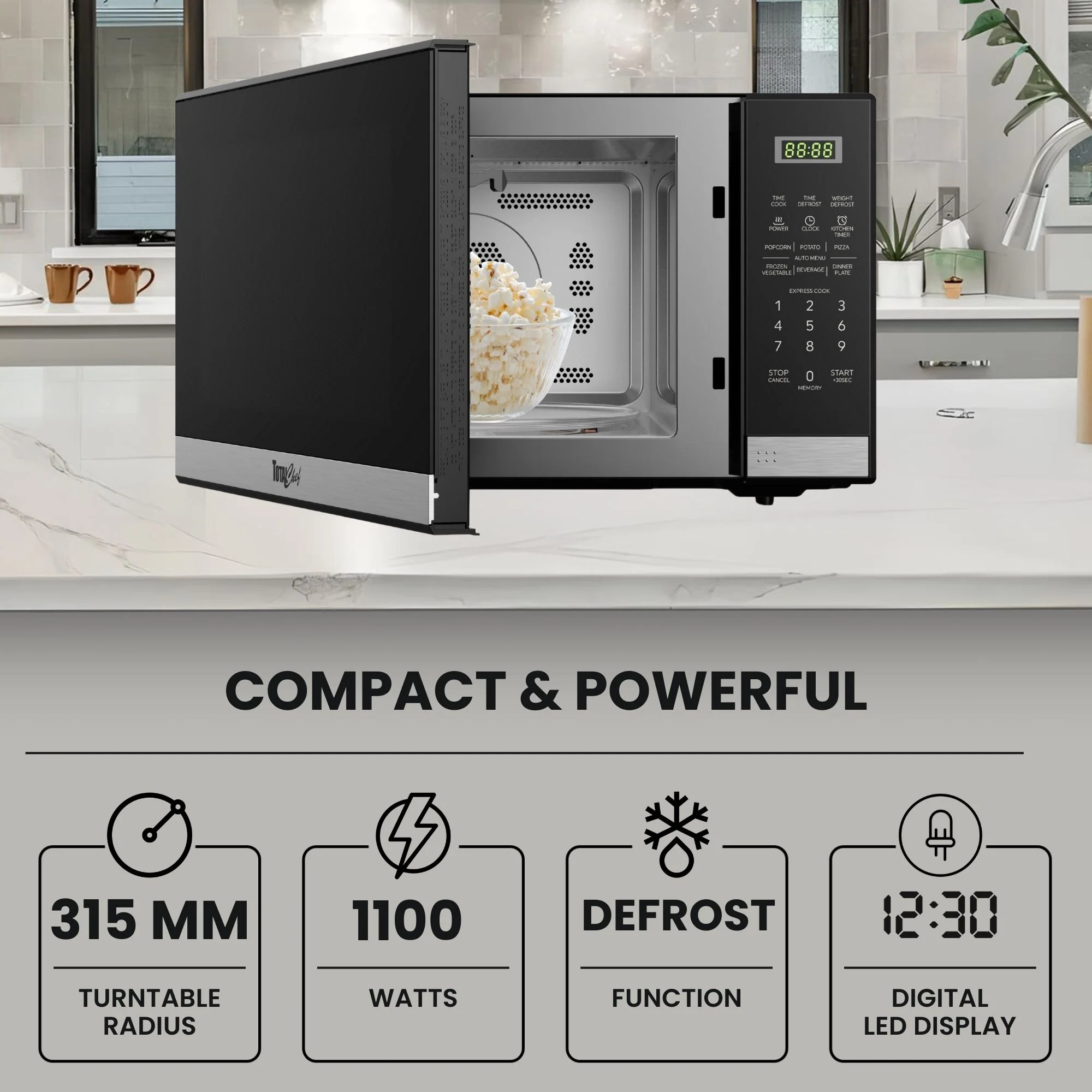 Total Chef 1100W Microwave Oven 34L Black - Image 3