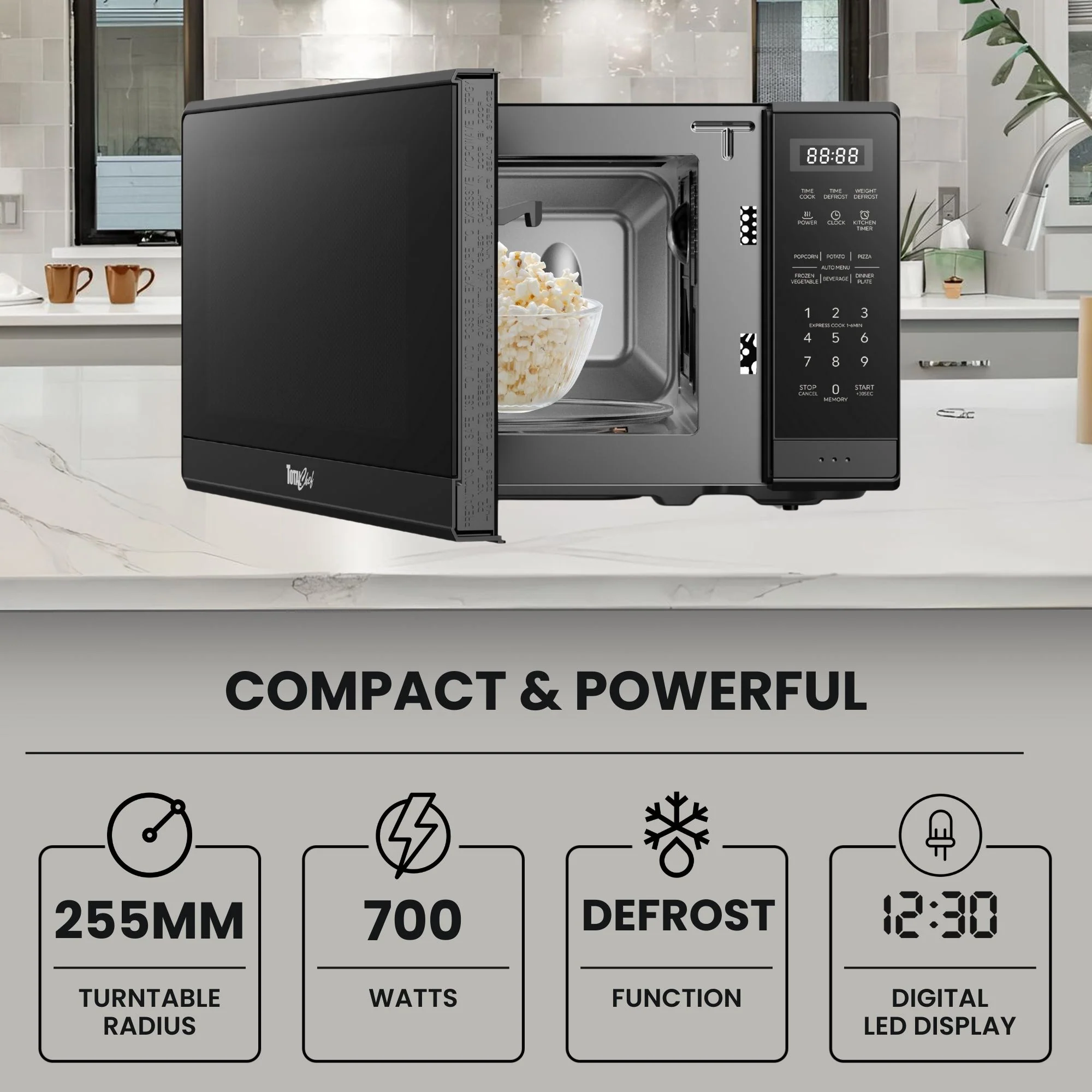 Total Chef 700W Microwave Oven 20L Black - Image 2