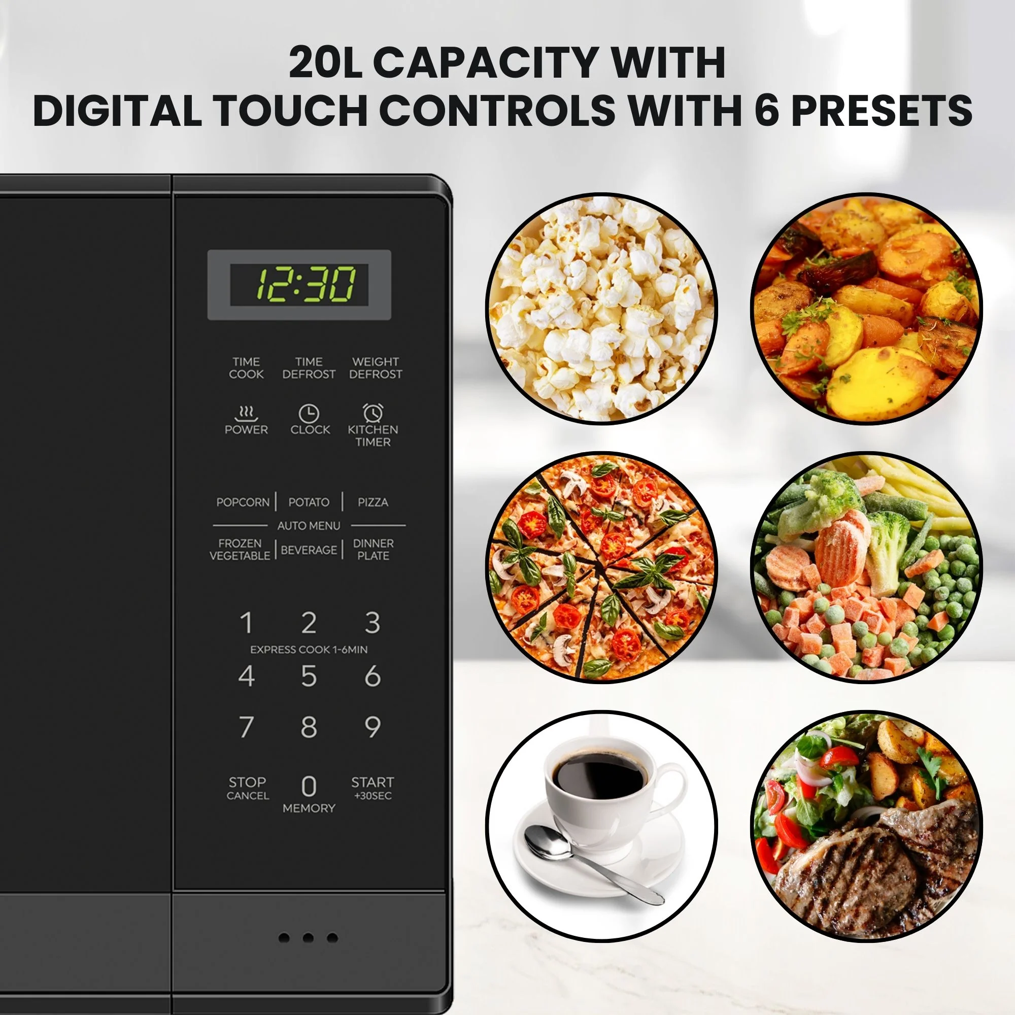 Total Chef 700W Microwave Oven 20L Black - Image 3