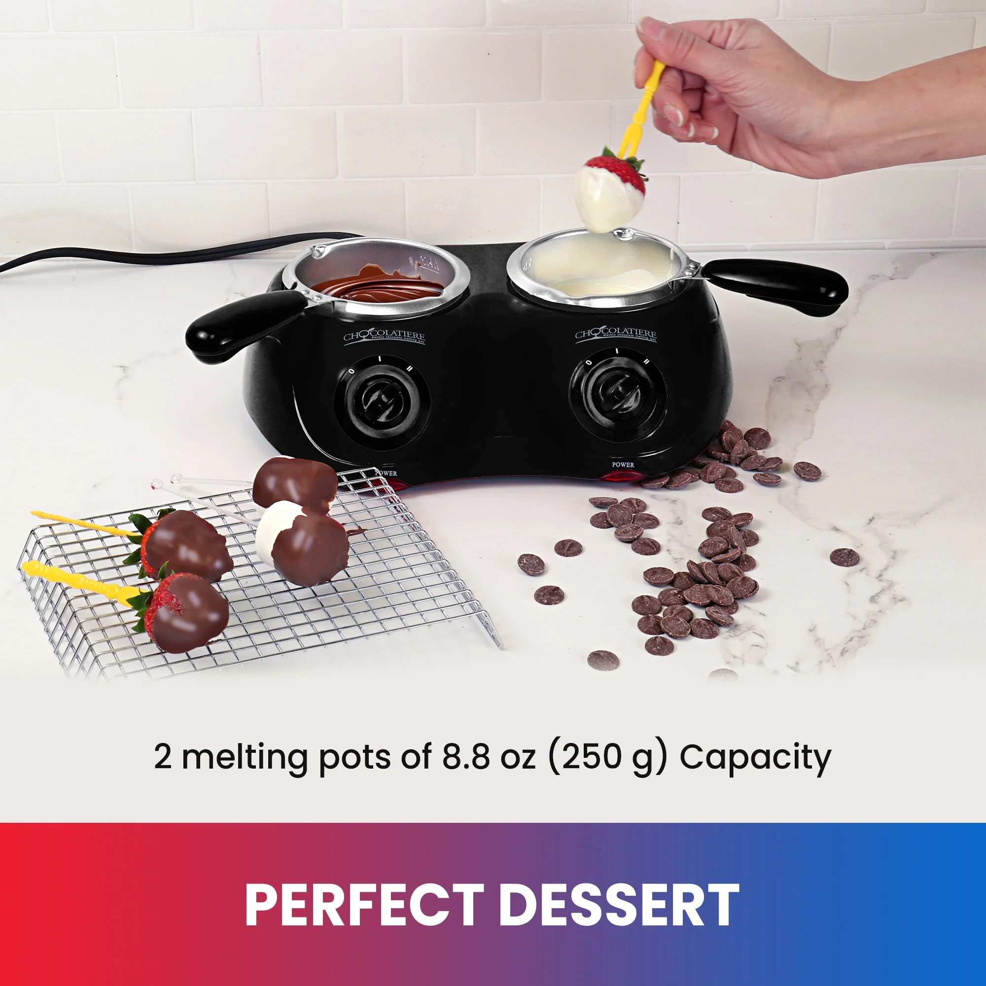 Total Chef Deluxe Chocolatiere Dual Chocolate Melter, 500g Black - Image 5