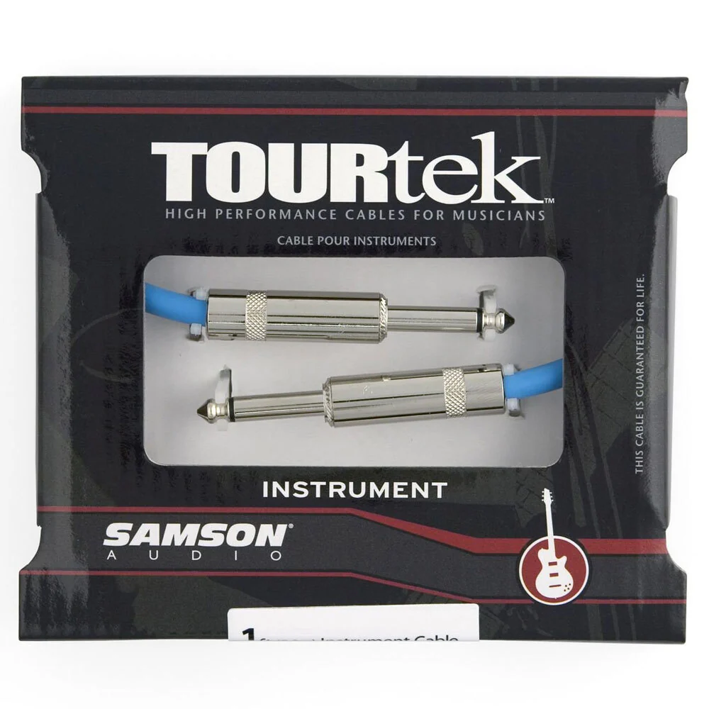 Tourtek 0.35m Male Instrument Cable Jack Connector Cord (Black) - Image 2