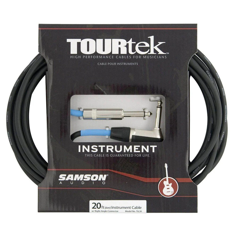 TourTek 6.10m Male Instrument Cable w/ L-Jack Connector (Black)